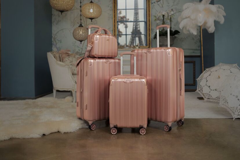 rose gold luggage set
