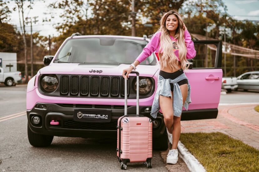pink luggage